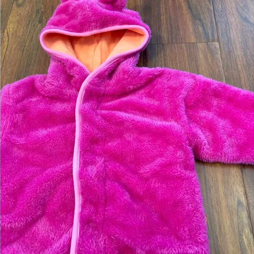 Magnetic Me dark pink fuzzy fleece hooded jacket.